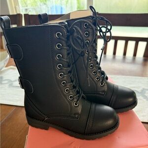 Black Lace-Up Combat Boots